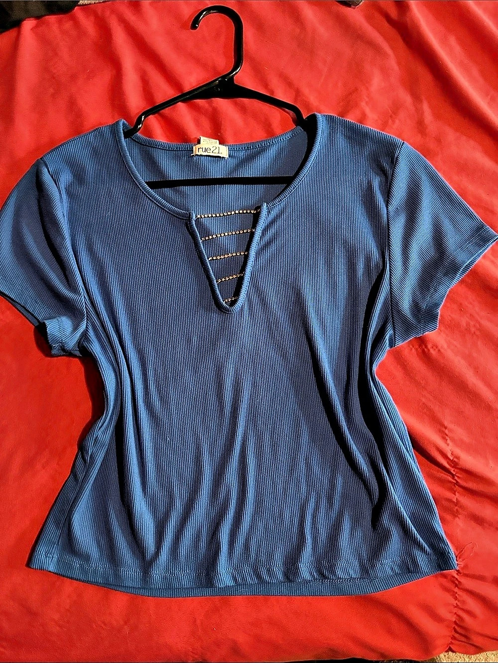 rue21 Women's Blue Short Sleeve Top